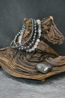 Náramky sada 3 ks + 1 ks kámen hematit, 3-4 cm