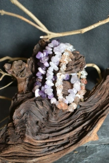 Náramky ze zlomků sada 3 ks s minerálem super seven