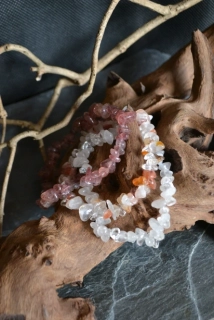 Náramky ze zlomků sada 3 ks s jahodovým křemenem