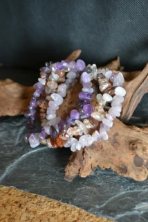 Náramky ze zlomků sada 3 ks s levandulovým ametystem