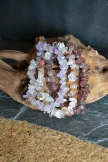 Náramky ze zlomků sada 3 ks s levandulovým ametystem, s minerálem super seven