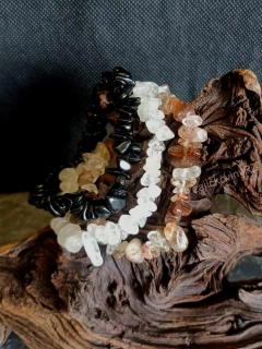 Náramky ze zlomků sada 3 ks s obsidiánem černým