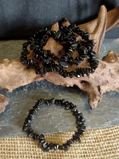 Náramek zlomky, obsidián černý, 1 ks, náhodný výběr