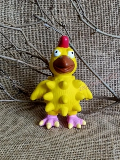 JK ANIMALS pískací latexové kuře 13 cm, žluté