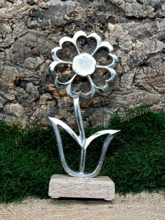 Květina hliník, dřevo 25 cm