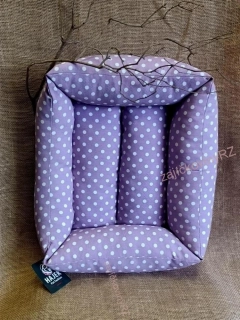 HPF pelech Makaron L 78 cm fialový s puntíky