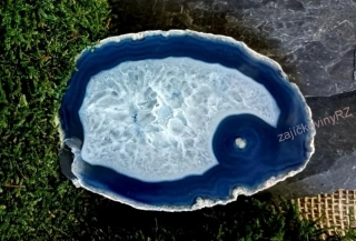 Achátový plát modrý XL, cca 12x9x2 cm 