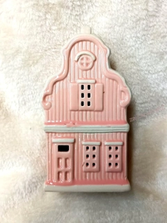 Keramický domeček, růžový, 16cm