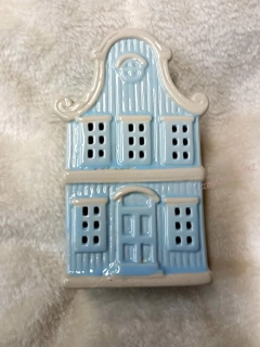 Keramický domeček, modrý, 16cm