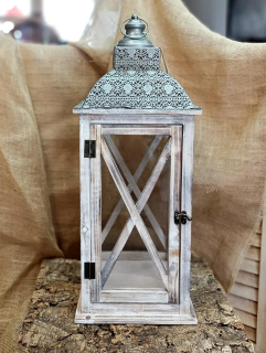 Lucerna dřevěná s ornamenty, 62 cm
