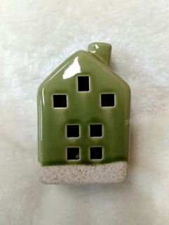 Domek keramický LED zelený