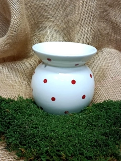 Aromalampa, bílá s červenými puntíky, 13 cm