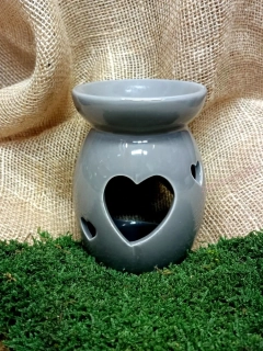 Aromalampa šedá se srdíčkem, 13,5 cm